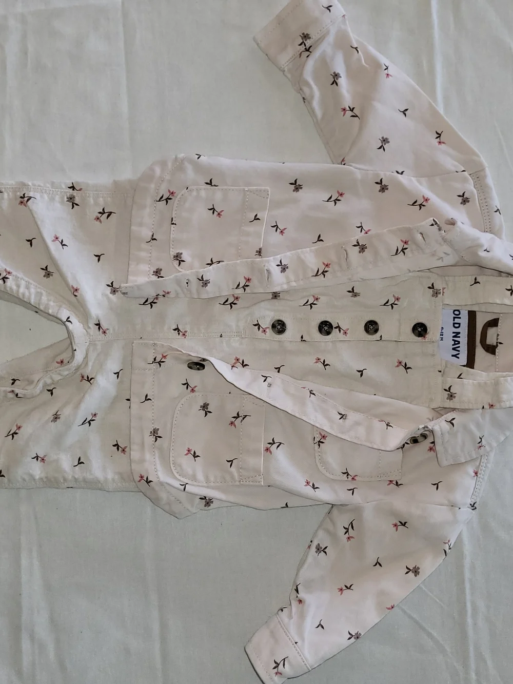 Old Navy Cream Floral Button-Front Jacket & Overall Set